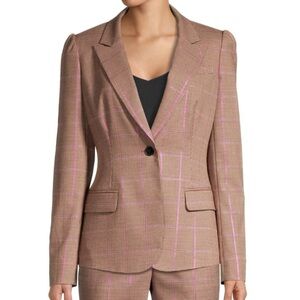 MILLY Glyn plaid blazer jacket with purple iridescent sz 0 2